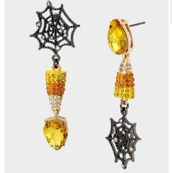 BETSEY JOHNSON CANDY CORN MISMATCH EARRINGS new!‎ - Picture 1 of 3